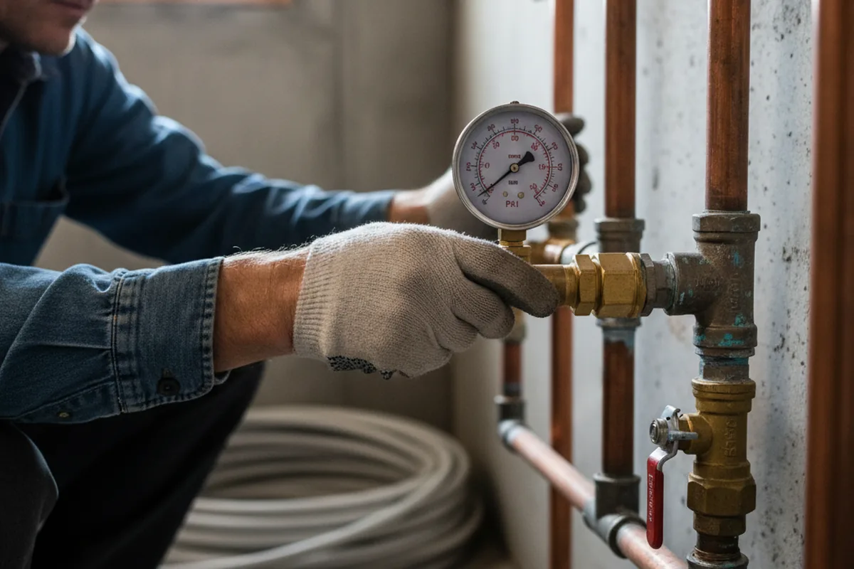 Pressure testing a repaired line during Water Line Repair in Evensville