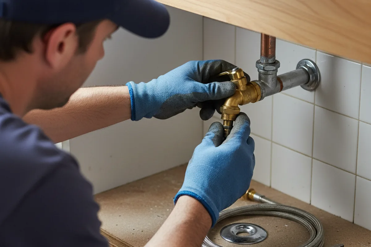 Shutoff valve and fitting work during Emergency Plumbing in Evensville